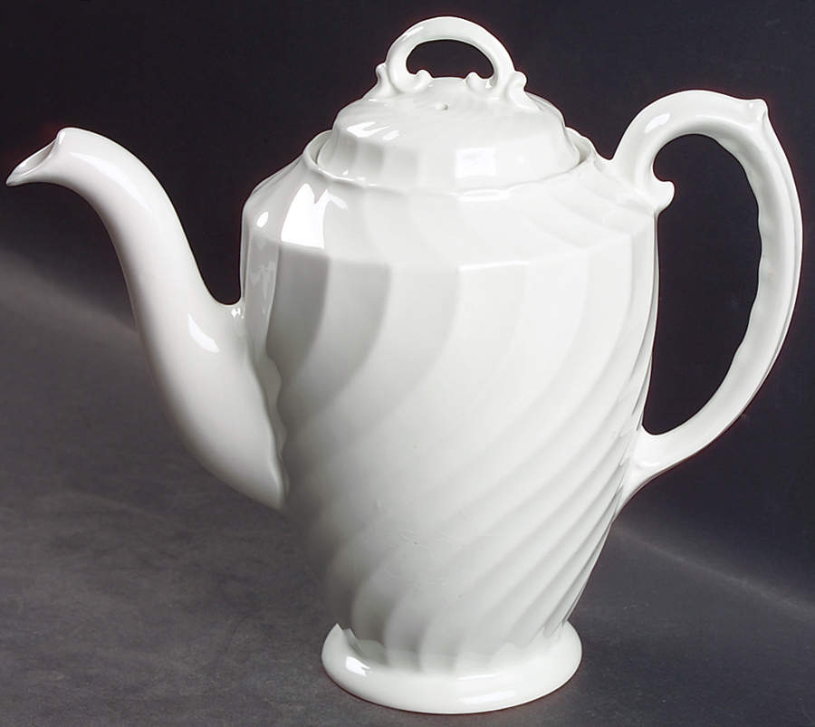 Queen's White Coffee Pot & Lid by Burgess & Leigh-1
