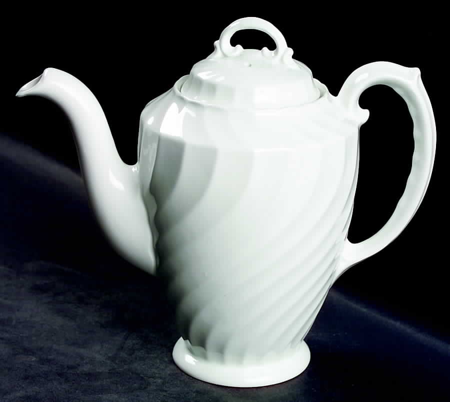 Queen's White Coffee Pot & Lid by Burgess & Leigh-1