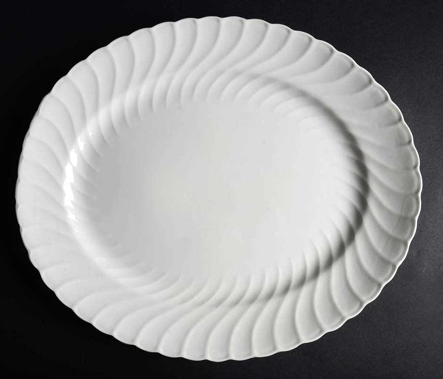 Queen's White 15" Oval Serving Platter by Burgess & Leigh-1