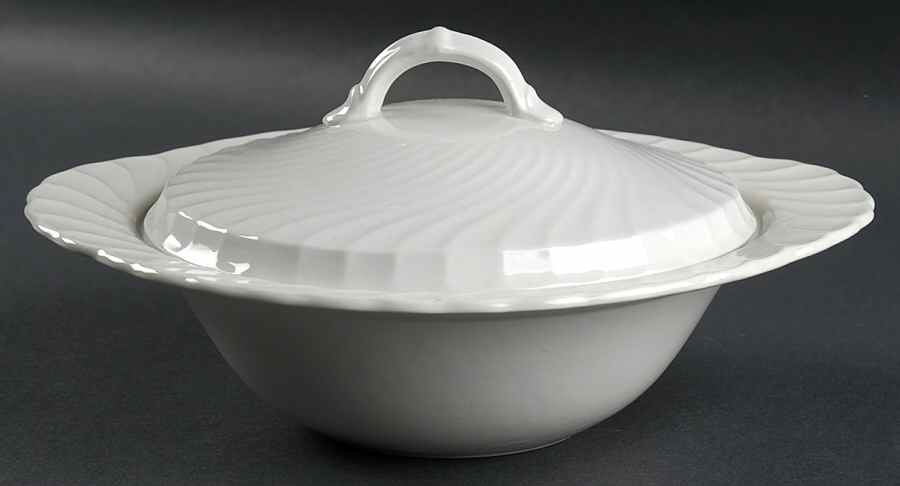Queen's White Round Covered Vegetable by Burgess & Leigh-1