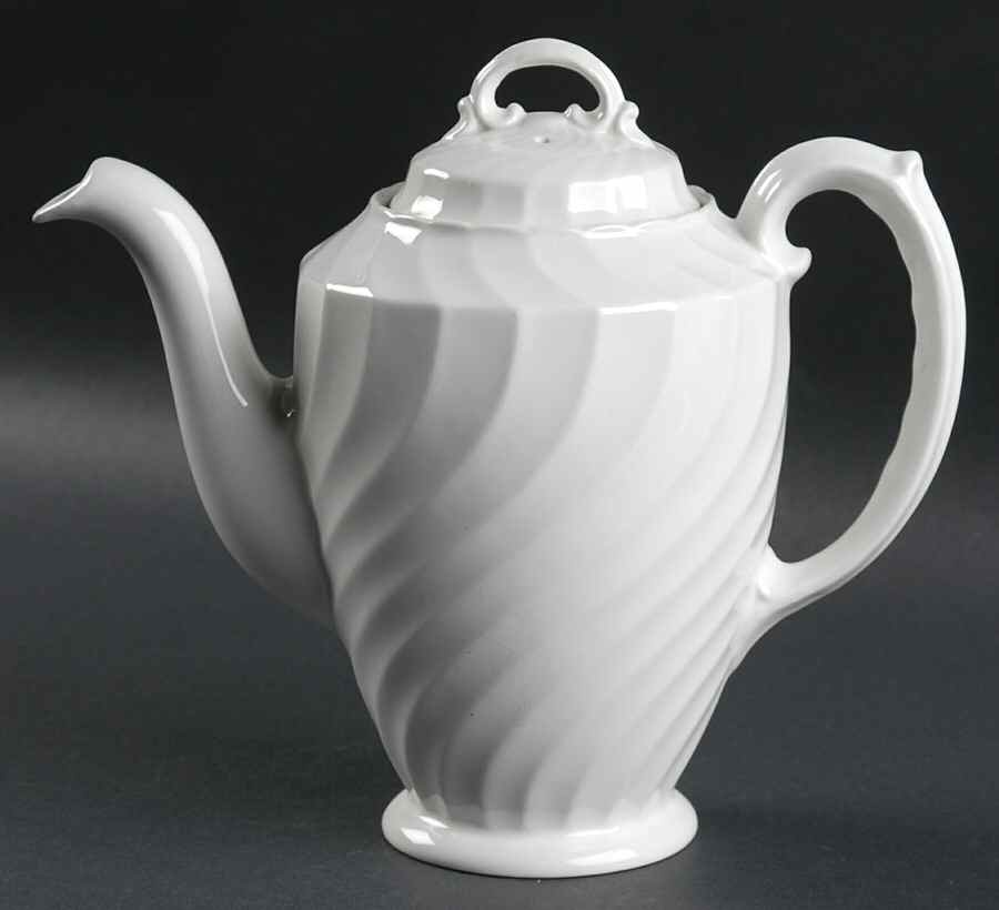 Queen's White Mini Coffee Pot & Lid by Burgess & Leigh-1