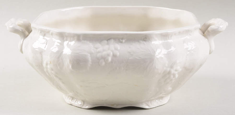 Strawberry and Grape Leaf White (Davenport) Round Vegetable No Lid by Burgess & Leigh-1