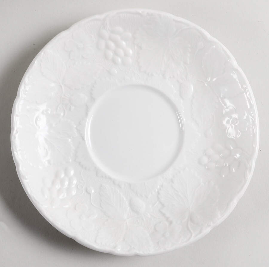 Strawberry and Grape Leaf White (Davenport) Saucer for Oversized Cup by Burgess & Leigh-1