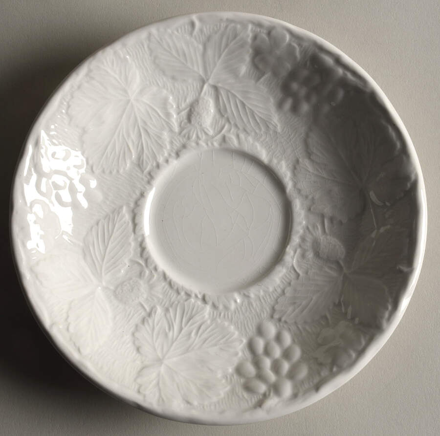 Strawberry and Grape Leaf White (Davenport) Saucer for Jumbo Cup by Burgess & Leigh-1