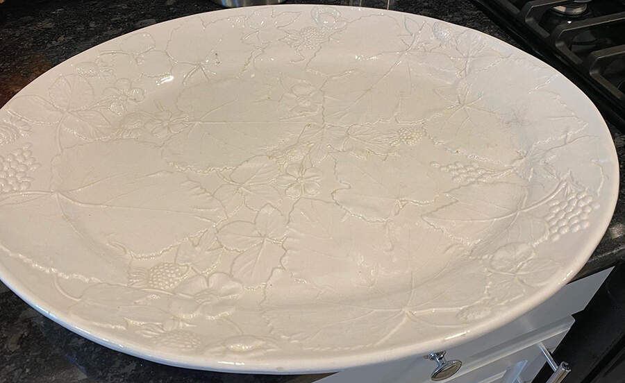 Strawberry and Grape Leaf White (Davenport) 19" Oval Serving Platter by Burgess & Leigh-1