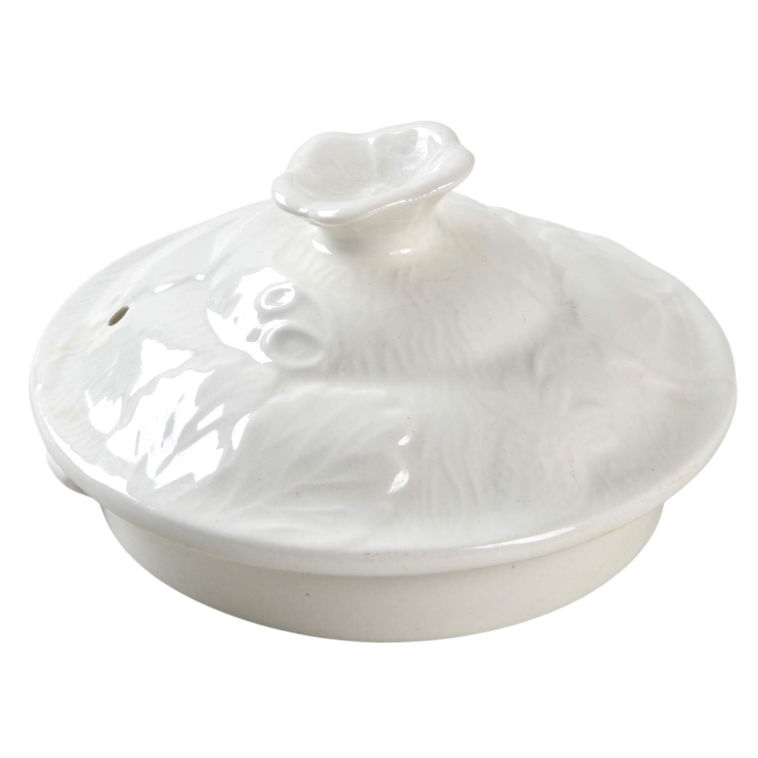 Strawberry and Grape Leaf White (Davenport) Lid for Teapot by Burgess & Leigh-1