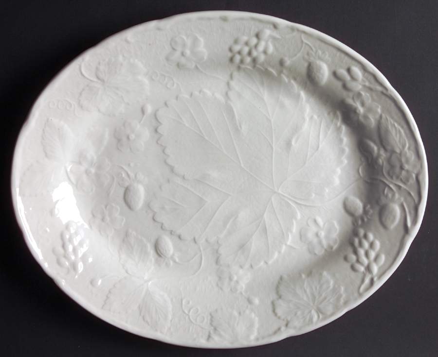Strawberry and Grape Leaf White (Davenport) 11" Oval Serving Platter by Burgess & Leigh-1