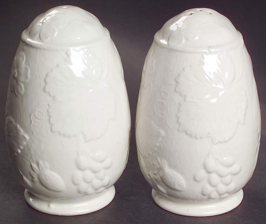 Strawberry and Grape Leaf White (Davenport) Salt & Pepper Set by Burgess & Leigh-1