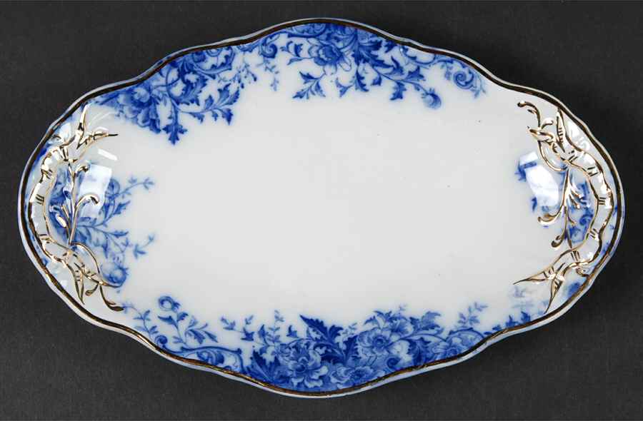 Windflower (Flow Blue) Underplate for Gravy Boat by Burgess & Leigh-1