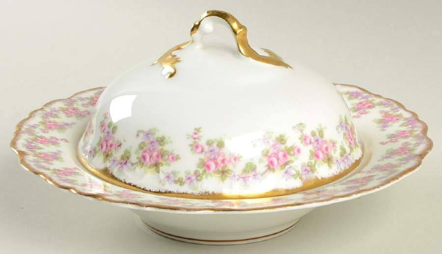 Bridal Wreath Round Covered Butter w/Strainer by Bawo & Dotter-1