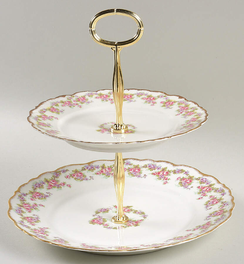 Bridal Wreath 6 5/8"-10"  2 Tiered Serving Tray (Dp, Sp) HC by Bawo & Dotter-1