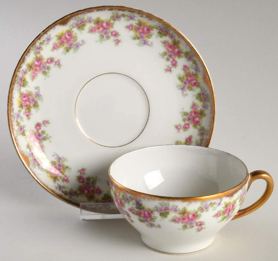 Bridal Wreath Flat Cup & Saucer Set by Bawo & Dotter-1