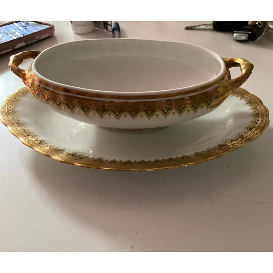 BWD74 Gravy Boat w/Attached Underplate No Lid by Bawo & Dotter-1