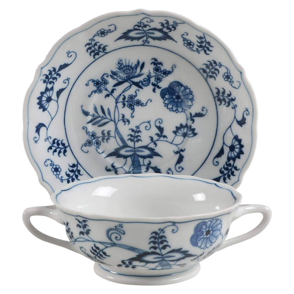 Blue Danube Footed Cream Soup Bowl & Saucer Set by Blue Danube (Japan)-1