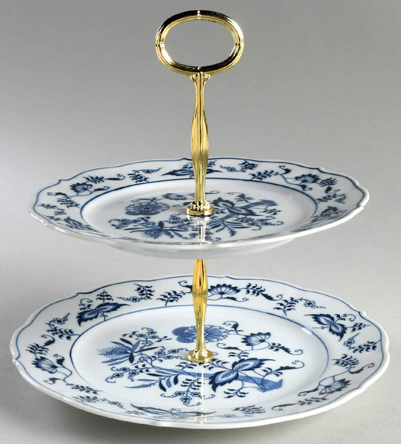 Blue Danube 6 5/8"-10"  2 Tiered Serving Tray (Dp, Sp) HC by Blue Danube (Japan)-1