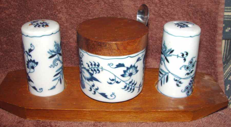 Blue Danube Salt & Pepper, Mustard with Lid & Tray by Blue Danube (Japan)-1