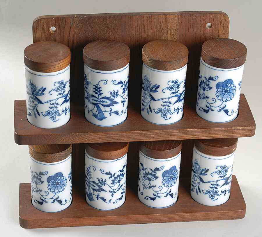 Blue Danube 9 Pc Spice Jar Set-8 Jars W/Wood Rack by Blue Danube (Japan)-1