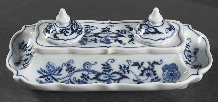 Blue Danube Double Ink Stand w/2 Inserts & 2 Lids by Blue Danube (Japan)-1