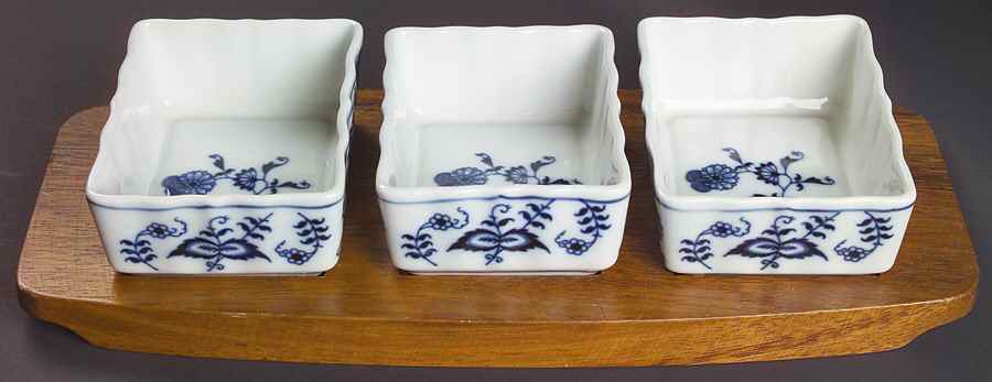 Blue Danube 3-Part Relish with Rectangular Wood Tray by Blue Danube (Japan)-1