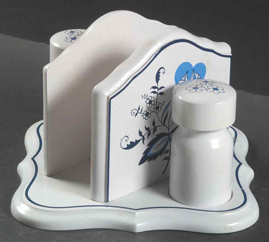 Blue Danube All Wood Napkin, Salt and Pepper Set with Tray by Blue Danube (Japan)-1