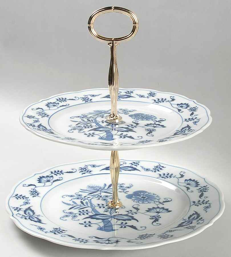 Blue Danube 2 Tiered Serving Tray (Dinner & Salad Plate) by Blue Danube (Japan)-1
