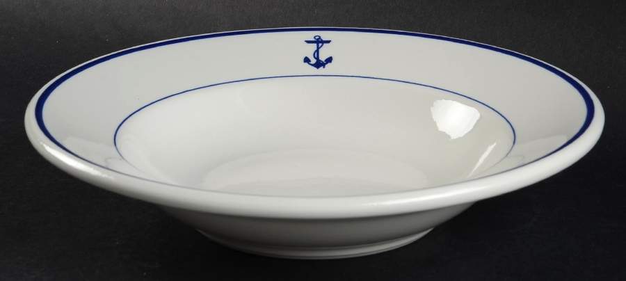 US Navy Mess Wardroom Officer Large Rim Soup Bowl by Buffalo Pottery-1