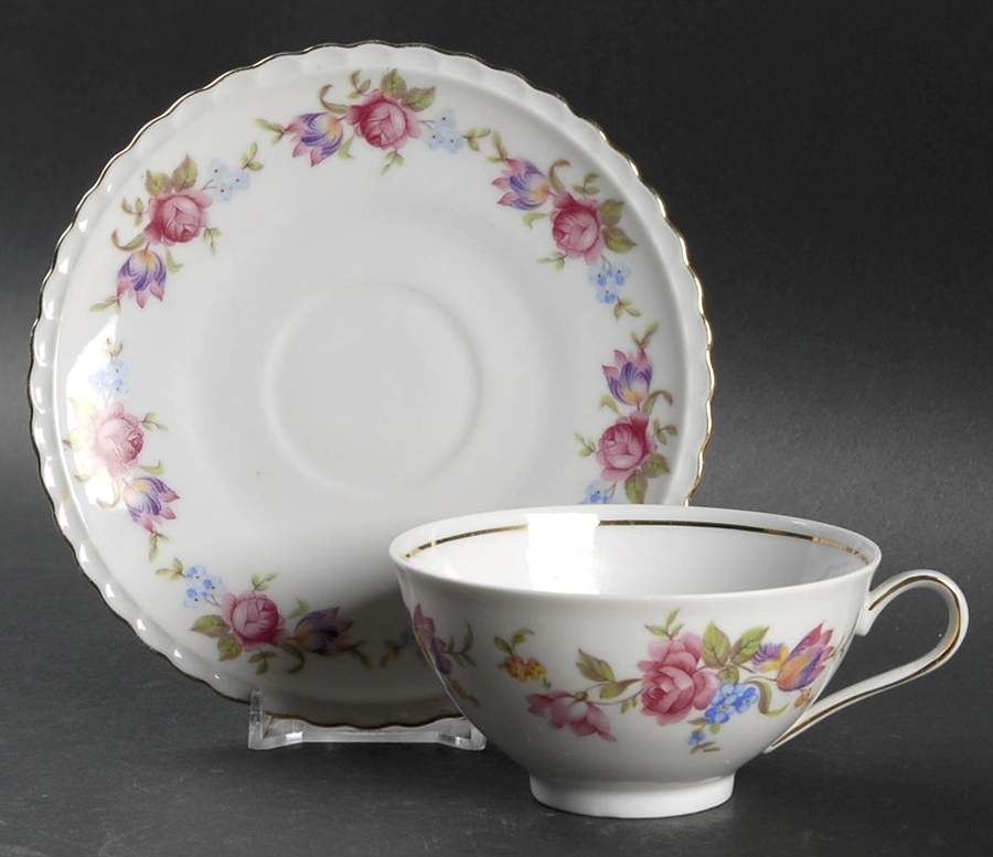 Flower Border Flat Cup & Saucer Set by Bavaria-1