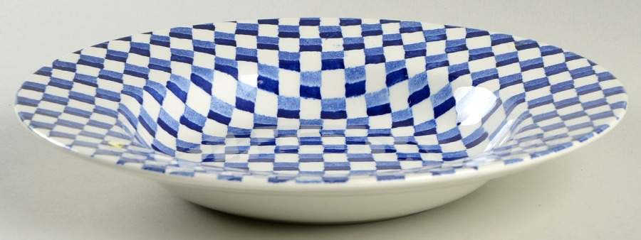 Chequers Blue Rim Soup Bowl by Burgess & Leigh-1