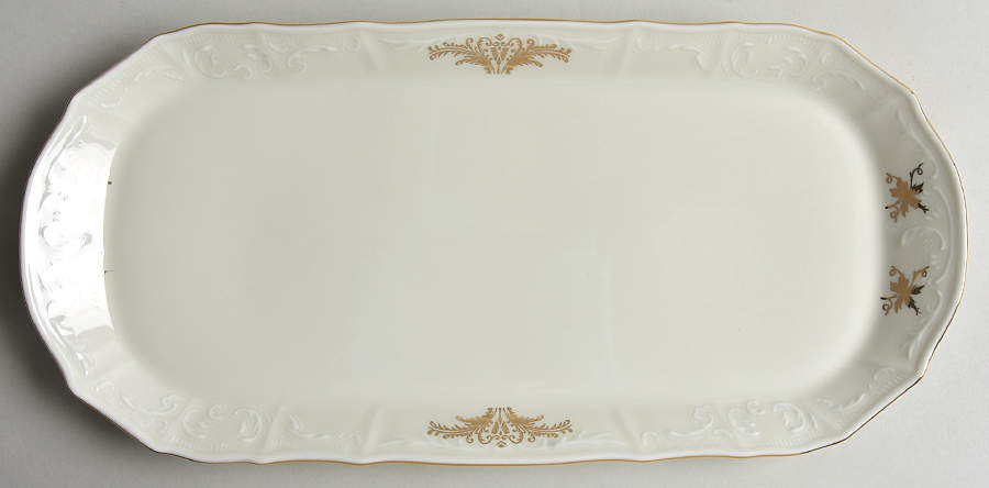Bernadotte Gold Scroll 14" Oval Serving Platter by Baum Brothers-1