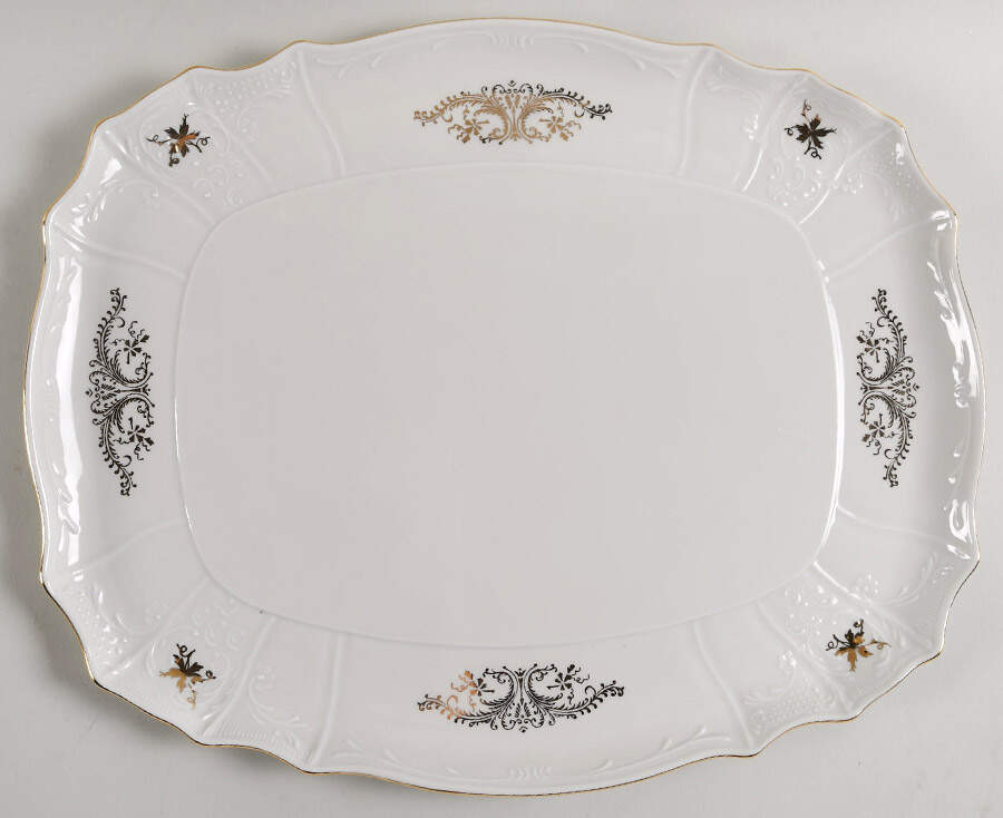 Bernadotte Gold Scroll 15" Rectangular Tray by Baum Brothers-1