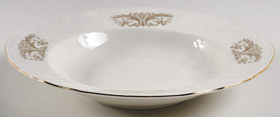 Bernadotte Gold Scroll Large Rim Soup Bowl by Baum Brothers-1