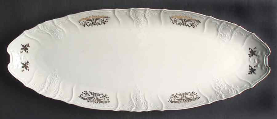 Bernadotte Gold Scroll 20" Fish Platter by Baum Brothers-1