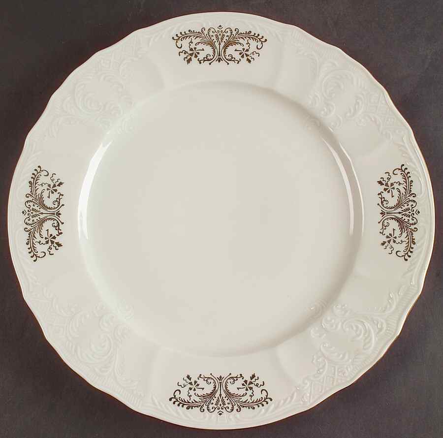 Bernadotte Gold Scroll Dinner Plate by Baum Brothers-1