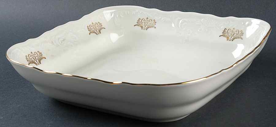 Bernadotte Gold Scroll 10" Square Vegetable Bowl by Baum Brothers-1