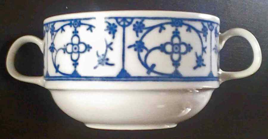 Indisch Blau Footed Cream Soup Bowl by Bareuther & Co-1