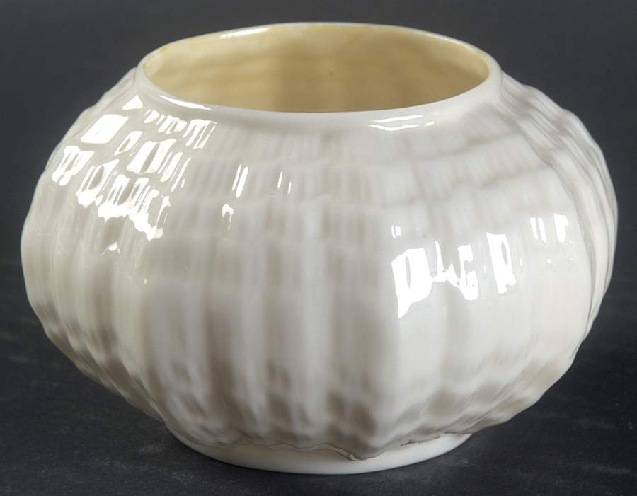 Tridacna Yellow (No Trim) Open Sugar Bowl by Belleek Pottery (Ireland)-1