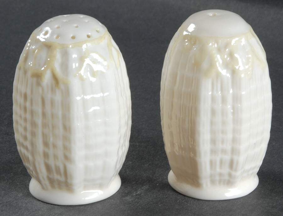 Tridacna Yellow (No Trim) Salt & Pepper Set by Belleek Pottery (Ireland)-1