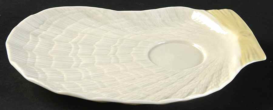 Tridacna Yellow (No Trim) Snack Plate by Belleek Pottery (Ireland)-1