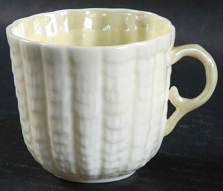 Tridacna Yellow (No Trim) Flat Demitasse Cup by Belleek Pottery (Ireland)-1