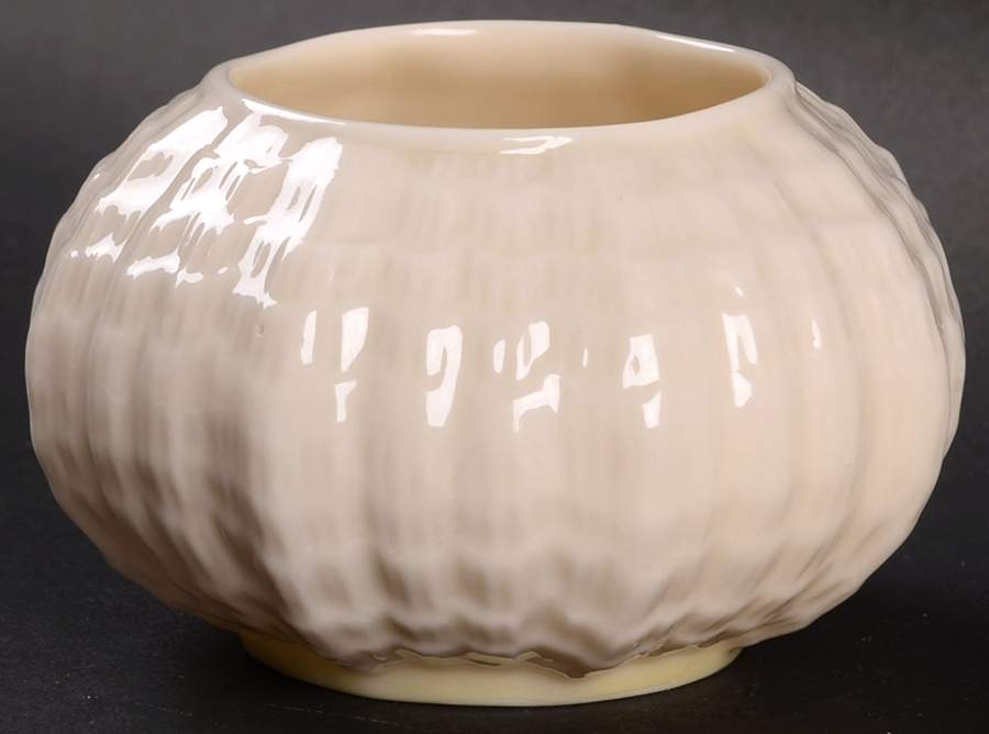 Tridacna Yellow (No Trim) Open Sugar Bowl by Belleek Pottery (Ireland)-1