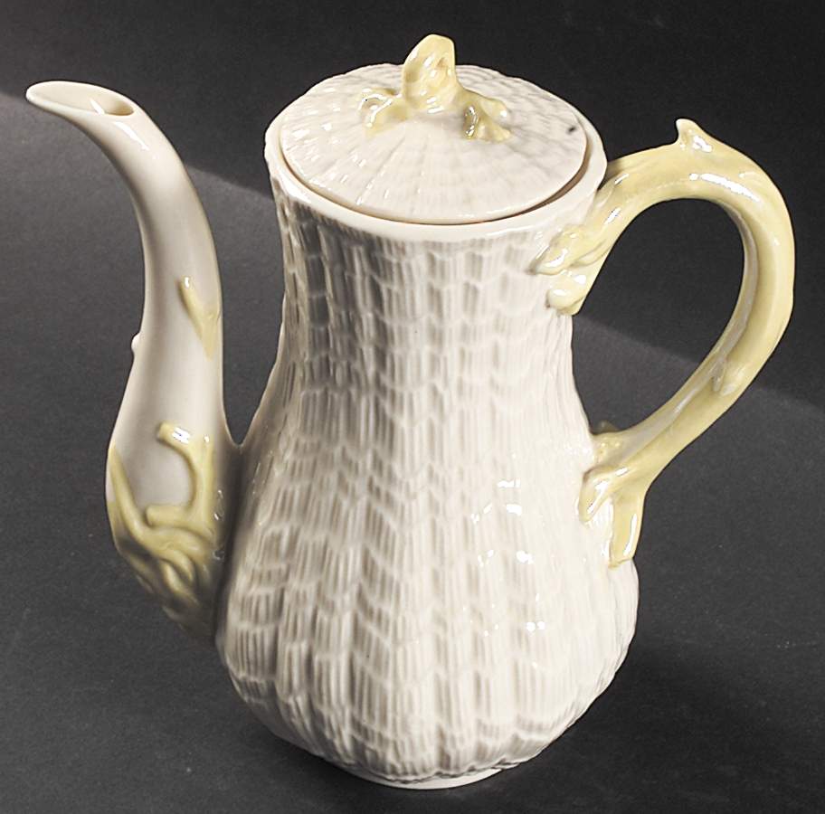 Tridacna Yellow (No Trim) Coffee Pot & Lid by Belleek Pottery (Ireland)-1