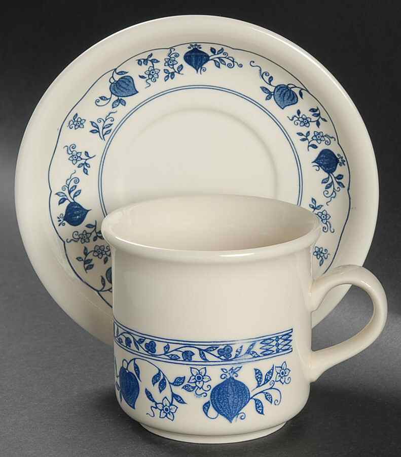 Blue Onion Flat Cup & Saucer Set by Biltons Ltd-1
