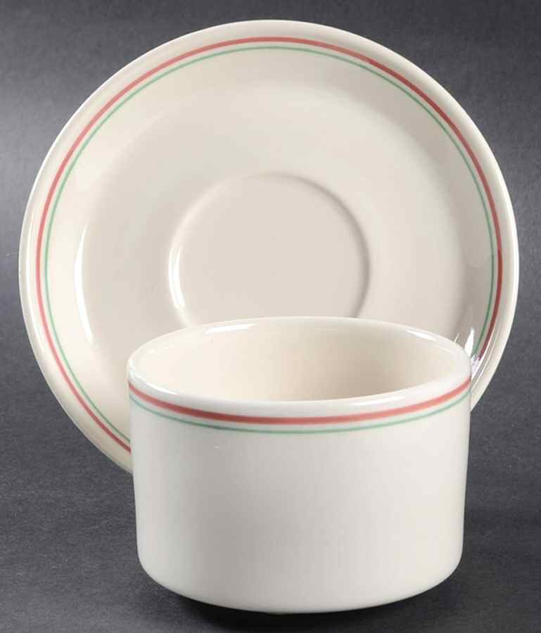 Raspberry Mint Flat Bouillon Cup & Saucer by Buffalo Pottery-1
