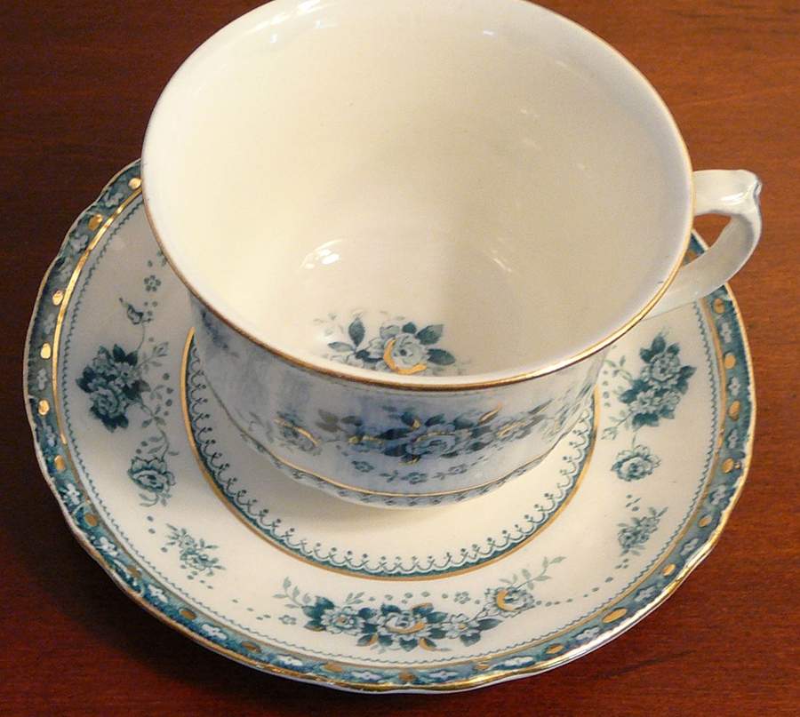 Florian Footed Cup & Saucer Set by Bourne & Leigh-1