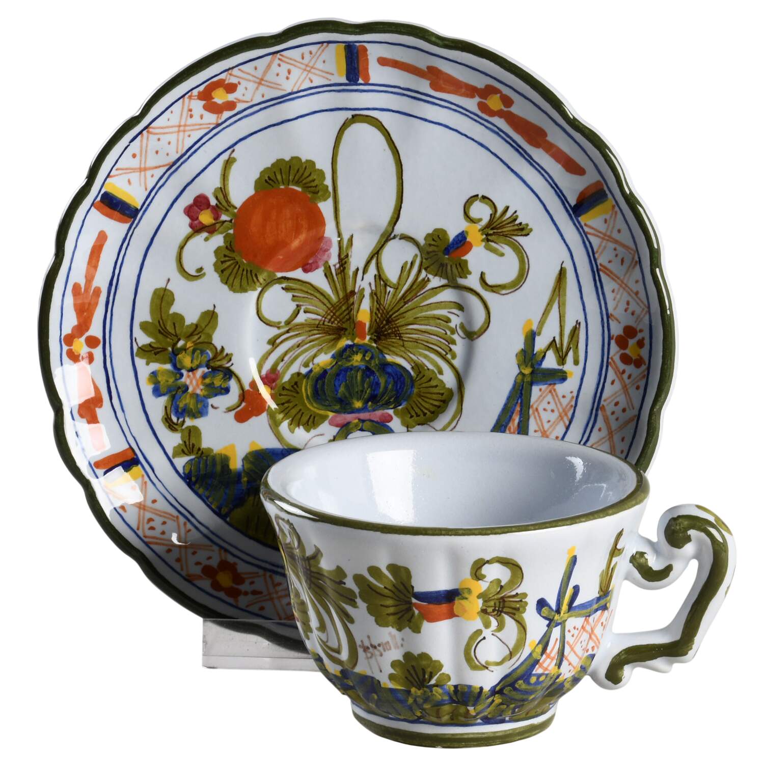 Blue Carnation Flat Cup & Saucer Set by Brolli (Italy)-1
