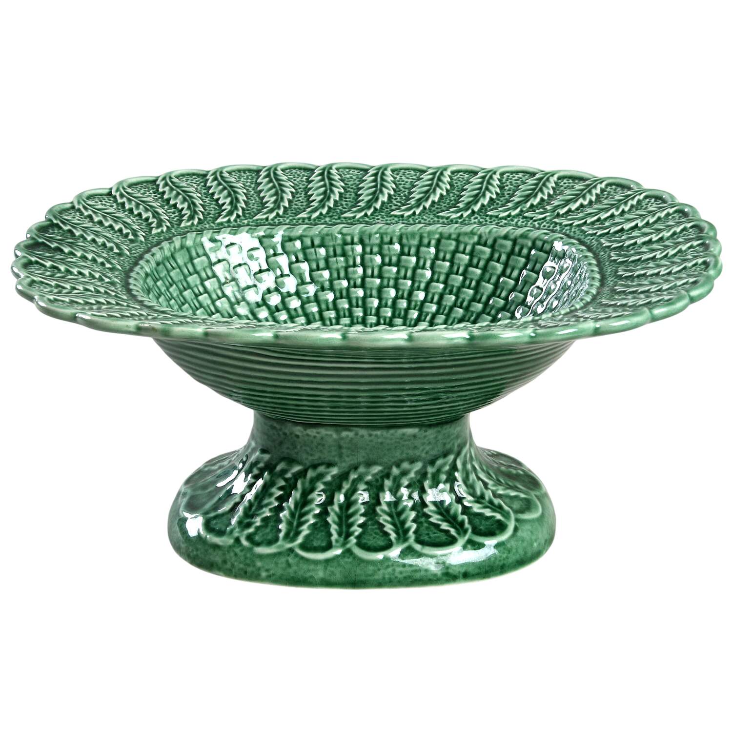 Basketweave Green Footed Centerpiece by Bordallo Pinheiro-1