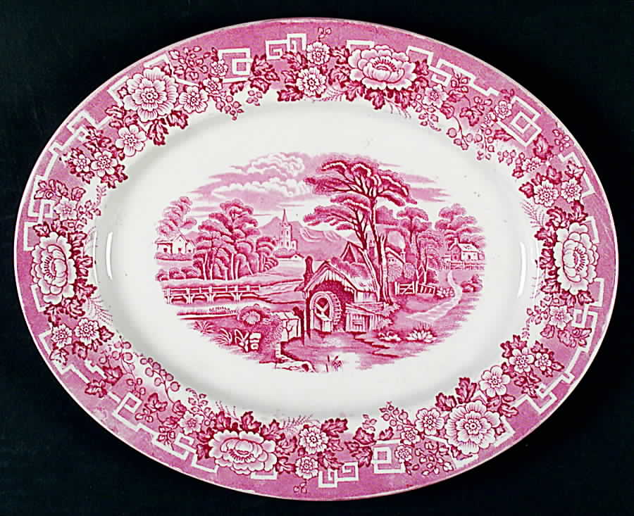 Old English Pink 12" Oval Serving Platter by Barratts-1