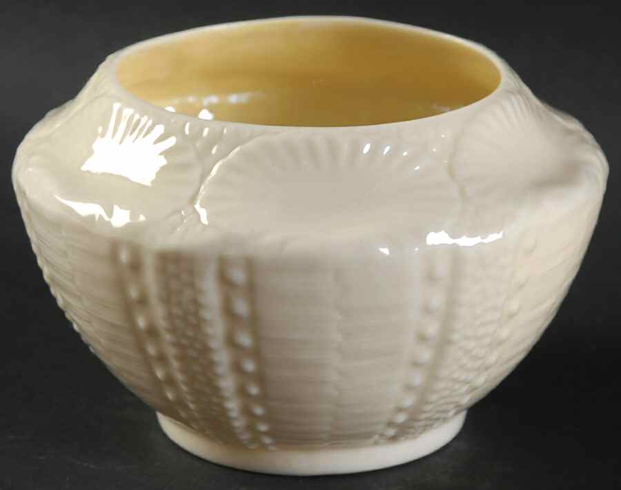 New Shell White Open Sugar Bowl by Belleek Pottery (Ireland)-1