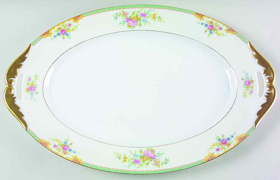 Celia Green 16" Oval Serving Platter by Black Knight-1