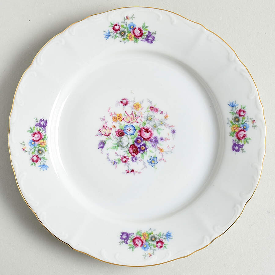 Bouquet (Small Floral, Scroll Edge) Salad Plate by Bohemia Ceramic Works-1